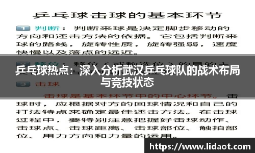 乒乓球热点：深入分析武汉乒乓球队的战术布局与竞技状态