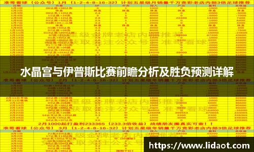 水晶宫与伊普斯比赛前瞻分析及胜负预测详解